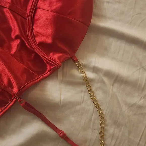Silky red corset top - Picture 5 of 6
